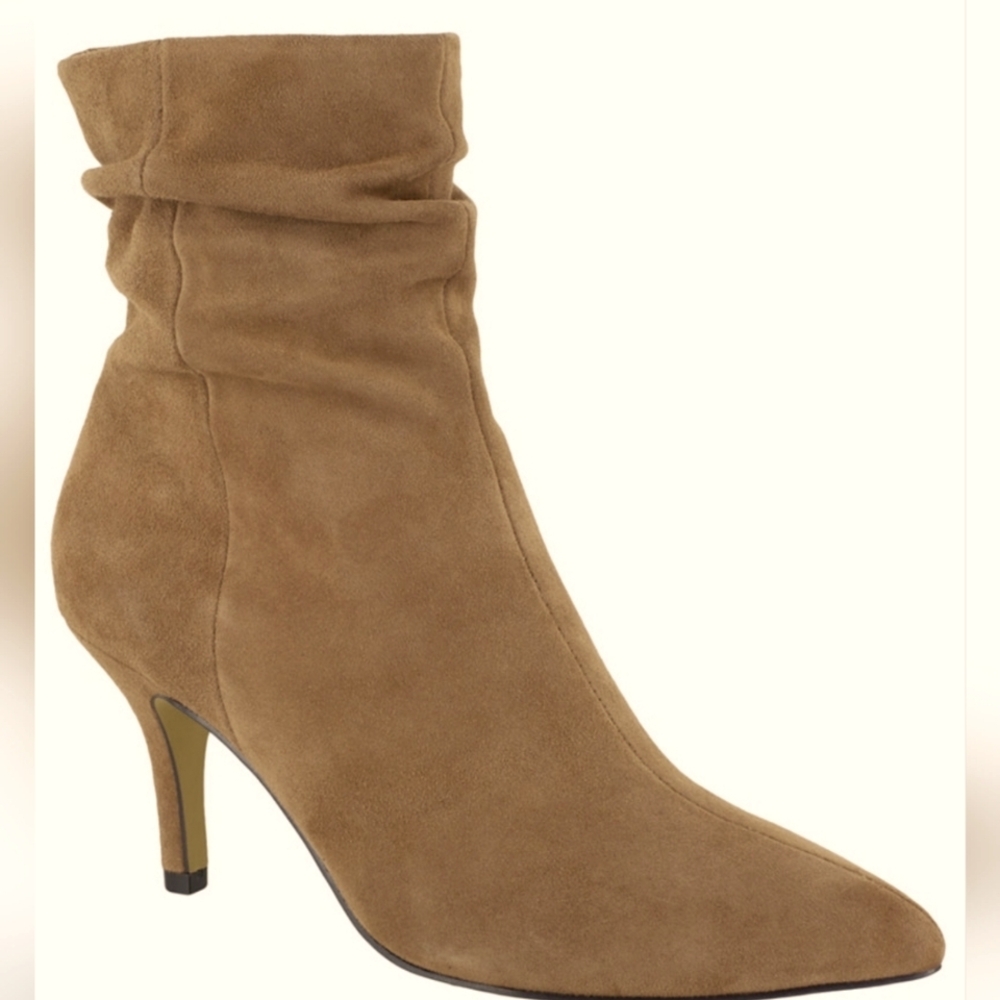 Bella Vita Tan Heeled Boots with Ruched Design